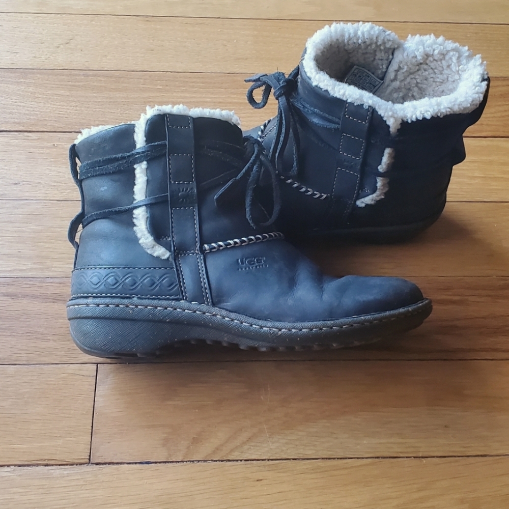 UGG Blue Ankle Boots with Cream Lining Size 8